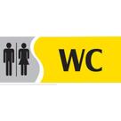 Placa banheiro misto - amarela em ps - 20 x 7cm emplac Placa banheiro misto - amarela em ps - 20 x 7cm emplac