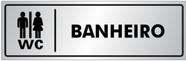 Placa BANHEIRO WC Unissex - Sinalização - Portas / Paredes - em Alumínio de 25x8cm