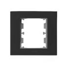Placa + bastidor 2 modulos embutir para moveis preto pezzi