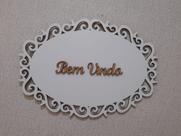 Placa Bem Vindo Mdf Branca detalhe Arabescos