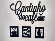 Placa cantinho do café 4 peças alto relevo 30cm new coffee
