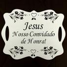 Placa Casamento Entrada Igreja Plaquinha Branca Noiva "Jesus nosso convidado de honra"