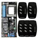 Placa Central Bivolt para Motor Basculante Deslizante Universal + 5 Controle Remoto para Portão Alarme 3 Canais Preto com Clip de Fixar