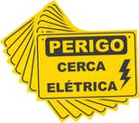 Placa Cerca Elétrica Advertência Perigo Cuidado Alumínio 10 Unidades