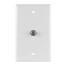 Placa coaxial GE de 1 porta montada na parede, conexão tipo F branca