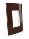 Placa com Suporte 4x2 de 3 posto Marrom Sleek MarGirius Cor:Marrom