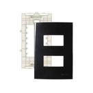 Placa com Suporte MarGirius Sleek 4x2 para 2 Módulos Horizontais Distanciados Preto Ebony