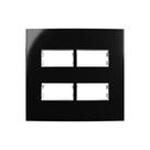 Placa com Suporte MarGirius Sleek 4x4 para 4 Módulos Horizontais Distanciados Preto Ebony