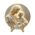 Placa com tema Religioso com apoio de mesa Maria Nossa Senhora Cruz Jesus Fé 20cm