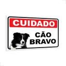Placa Cuidado Cão Bravo Border Collie 30x20cm Para Portão Placa Cuidado Cão Bravo Border Collie 30x20cm Para Portão