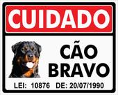 Placa Cuidado Cão Bravo Rottweiler Ps 2mm 25x20 Cm