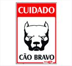 Placa - cuidado com o cao bravo - vermelha / em ps 30 x 20cm emplac br