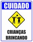 Placa Cuidado Crianças Brincando 40X50cm Placa Cuidado Crianças Brincando 40X50cm