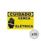 Placa de Advertência Cuidado Cerca Elétrica