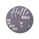 Placa de anúncio de bebê Hickory Hollow Designs Hello World