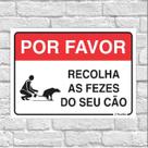 Placa de aviso / recolha as fezes do seu cachorro 15x20 cm