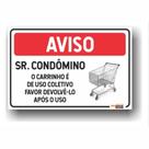 Placa de Aviso / Sinalização - Carrinhos de compras / Condominio - (25x20cm) CA05