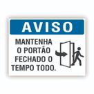 Placa de Aviso / Sinalização - Mantenha o portão fechado (25x20cm) - MP04