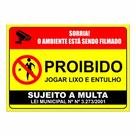 Placa de Aviso / Sinalização / Proibido Jogar Lixo (15xcm) PL08