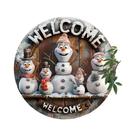 Placa De Boas-Vindas De Madeira Vintage Com Boneco De Neve 20cm X 20cm Decoração Festiva Para Porta