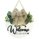Placa de boas-vindas suspensa de madeira CondorPasea 3D 30 cm redonda branca