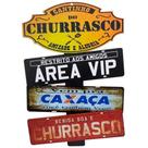 Placa de Carro com 3 Frases Cantinho do Churrasco - Área Vip