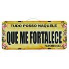 Placa de Carro Decorativa em Madeira - Tudo Posso Naquele que Me Fortalece