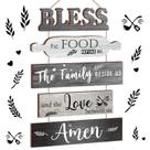 Placa de decoração de parede Geetery Bless The Food Before Us Grey Wood
