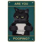 Placa de decoração de parede Iron Funny Black Cat Pooping 20x30 cm