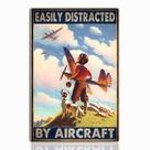 Placa de estanho metálico, decoração de avião vintage, 20x30cm para quarto de meninos
