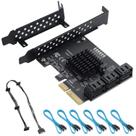 Placa de expansão BEYIMEI PCIe 4X para 6 SATA 6Gbps com cabos