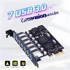 Placa De Expansão PCIe X1 USB3.2 Gen1 De 7 Portas, Adaptador De 5Gbps Para Windows E Linux Placa De Expansão PCIe X1 USB3.2 Gen1 De 7 Portas, Adaptador De 5Gbps Para Windows E Linux