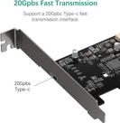 Placa de Expansão PCIe X4 USB3.2 20Gbps Tipo-C
