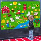 Placa de feltro Toy OKGIUGN Farm Animals Story com tapete de jogo de 1,1 m
