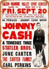 Placa de lata Ylens Johnny Cash na Virgínia 1968 Vintage 20x30cm