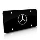 Placa de Licença Mercedes-Benz Estrela Cromada em Aço Preto