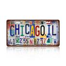 Placa de licença Vintage City Chicago, IL Decoração de parede 30x15cm Placa de licença Vintage City Chicago, IL Decoração de parede 30x15cm