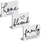 Placa de madeira Jetec Family Home Blessed Rustic Wood 3 unidades
