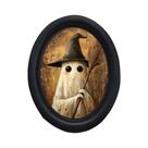 Placa De Madeira Oval Vintage Gótica Com Vassoura De Bruxa E Fantasma, Decoração De Parede Artesanal Placa De Madeira Oval Vintage Gótica Com Vassoura De Bruxa E Fantasma, Decoração De Parede Artesanal