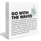 Placa de madeira YXSEZ Go with the Waves, decoração de 13x13 cm Placa de madeira YXSEZ Go with the Waves, decoração de 13x13 cm