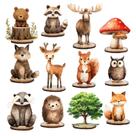 Placa de mesa de madeira FYSUIMU Forest Animal Wood, recortes de madeira, 12 unidades