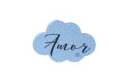 Placa de mesa nuvem Amor azul