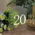 Placa de mesa UNIQOOO Acrílico 5x7 Frosted Arch, 20 unidades para casamento
