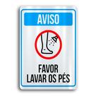Placa de Metal Aviso favor lavar os pes 20cmx30cm