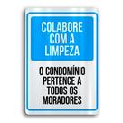 Placa de Metal Colabore com a limpeza 20cmx30cm