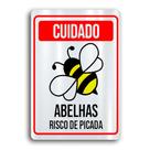 Placa de Metal Cuidado abelhas 20cmx30cm