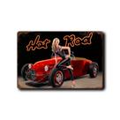 Placa de metal Hot Rod Pin-Up Girl à prova d'água de 20 x 30 cm de ferro