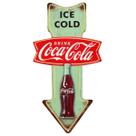 Placa de metal Open Road Brands Coca-Cola Ice Cold Arrow Vintage