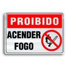 Placa de Metal proibido acender fogo 30cmx20cm Placa de Metal proibido acender fogo 30cmx20cm