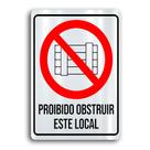Placa de Metal proibido obstruir 20cmx30cm Placa de Metal proibido obstruir 20cmx30cm